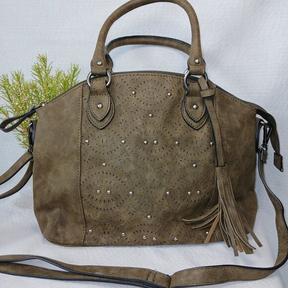 BEUNO SHOULDER BAG, DARK OLIVE GREEN, LEATHER, MULTIPLE POCKETS, GREAT CONDITION - Picture 1 of 10